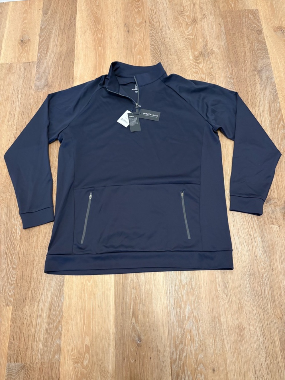 NWT Mizzen + Main Large Trim Men's Quarter-Zip Versa Navy Golf Summer Casual